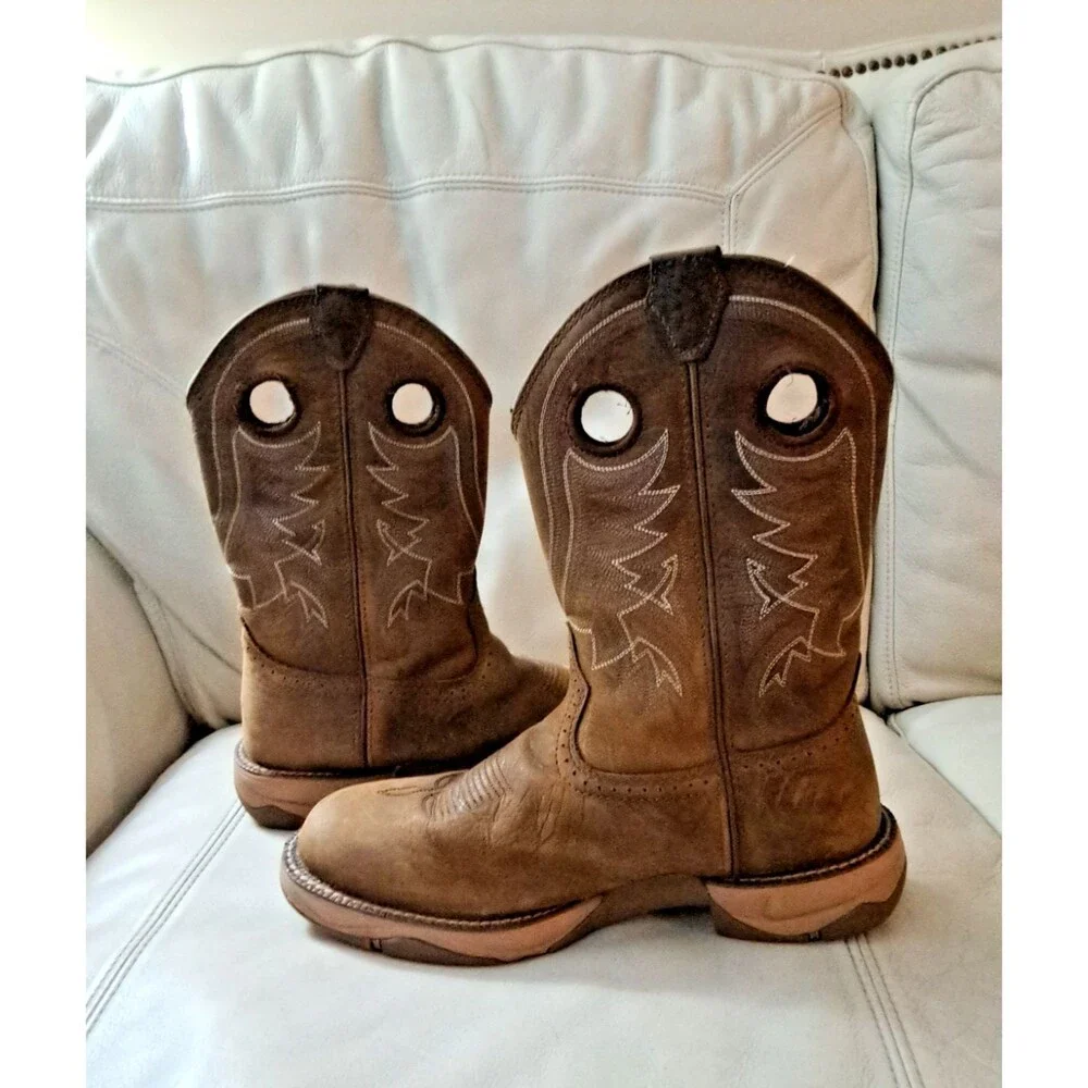 Tony Lama Mens 9D Boots River Tumbleweed Water Buffalo 11” Work Brown RR3370